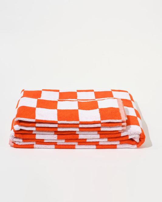 Aeyre Towel Set Big Check in Orange
