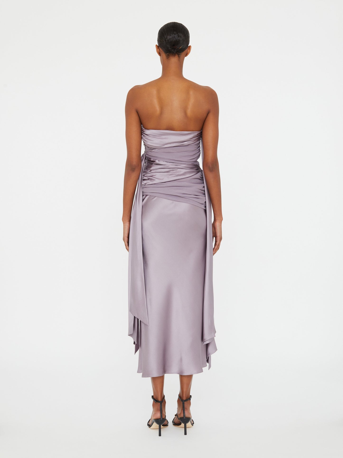 Christopher Esber Knotted Silk Gather Midi Dress (Mauve)