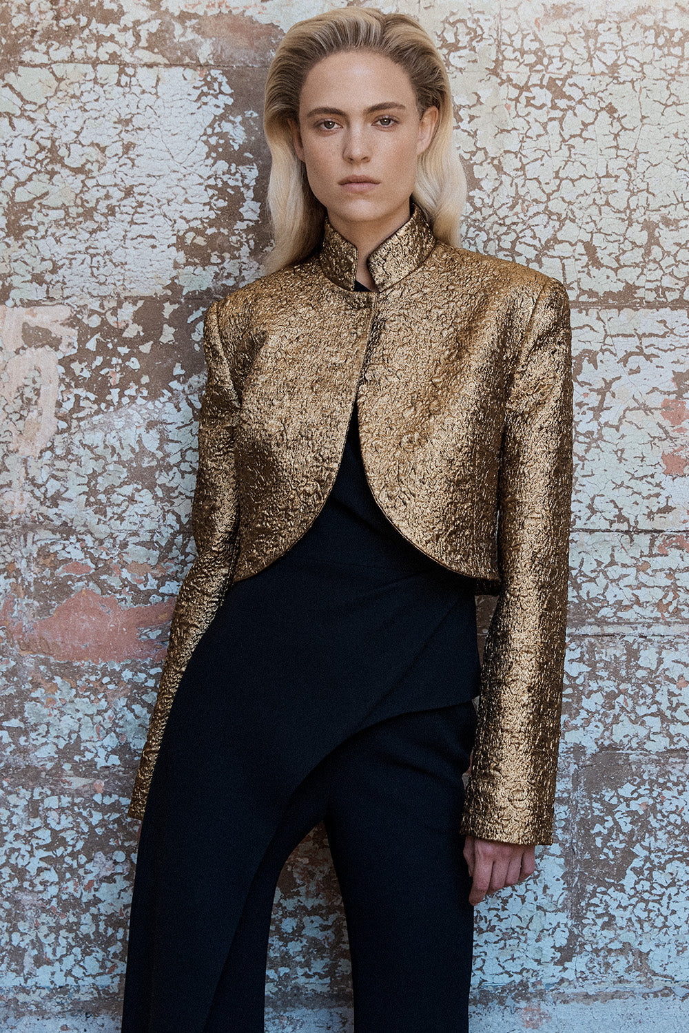 Carla Zampatti Metallic Brocade Crop Jacket (Gold)