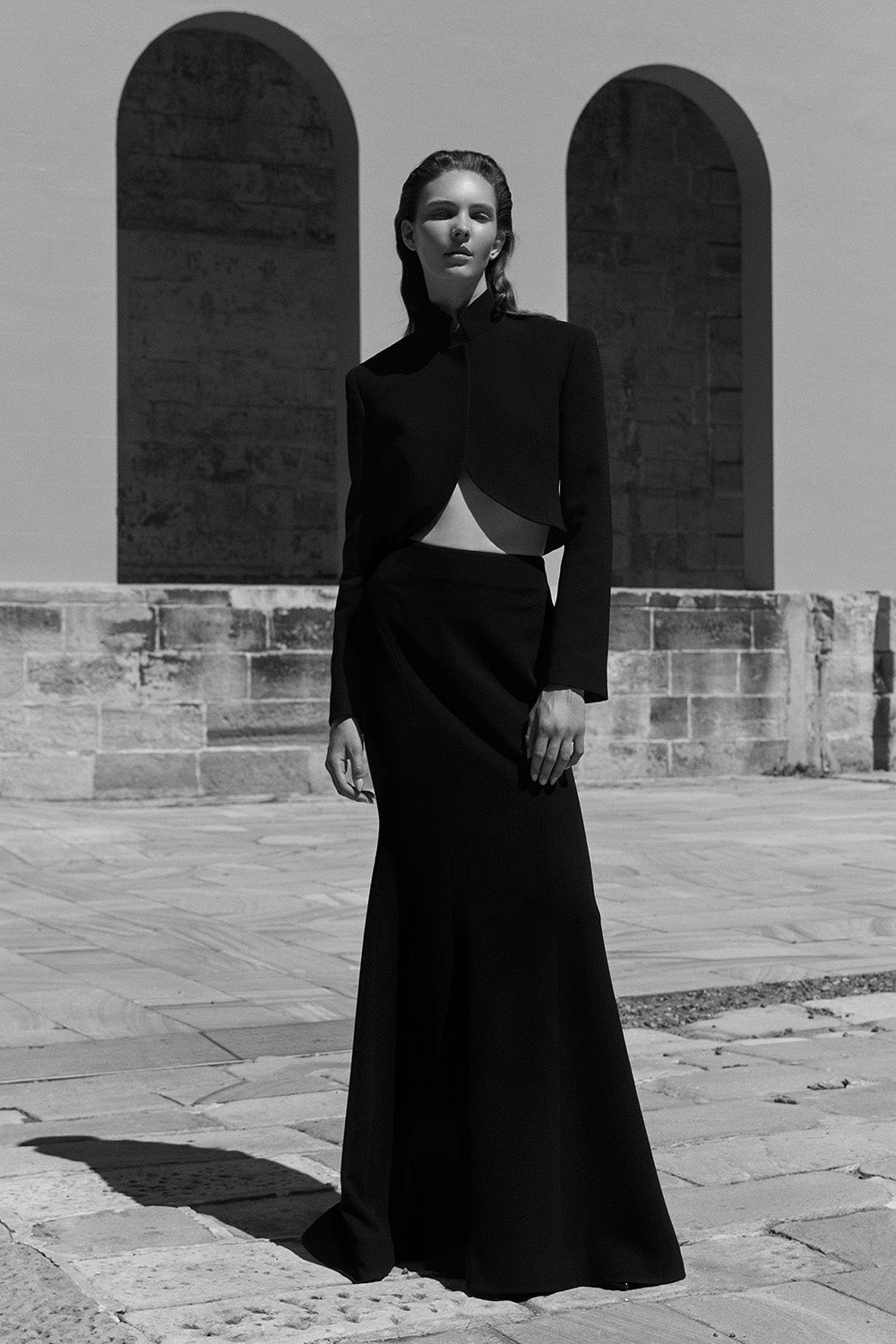 Carla Zampatti Crepe Fishtail Maxi Skirt (Black)