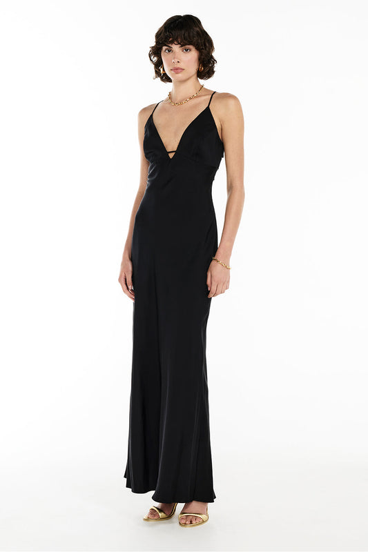Time To Shine Slip Dress (Black)