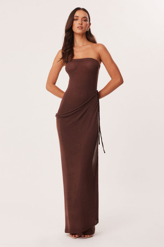 SNDYS MANDY WRAP MAXI DRESS (Chocolate)