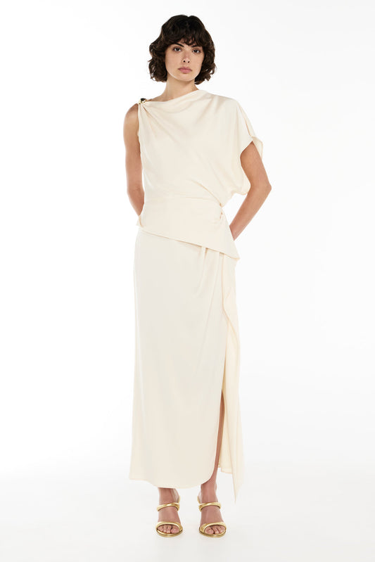 Melodrama Asymmetric Dress (Champagne)