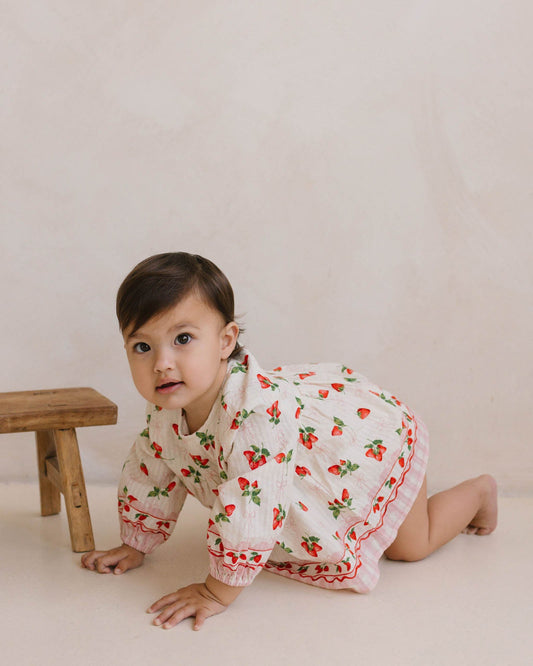 Walnut Melbourne Poppy Romper (Strawberries And Cream)