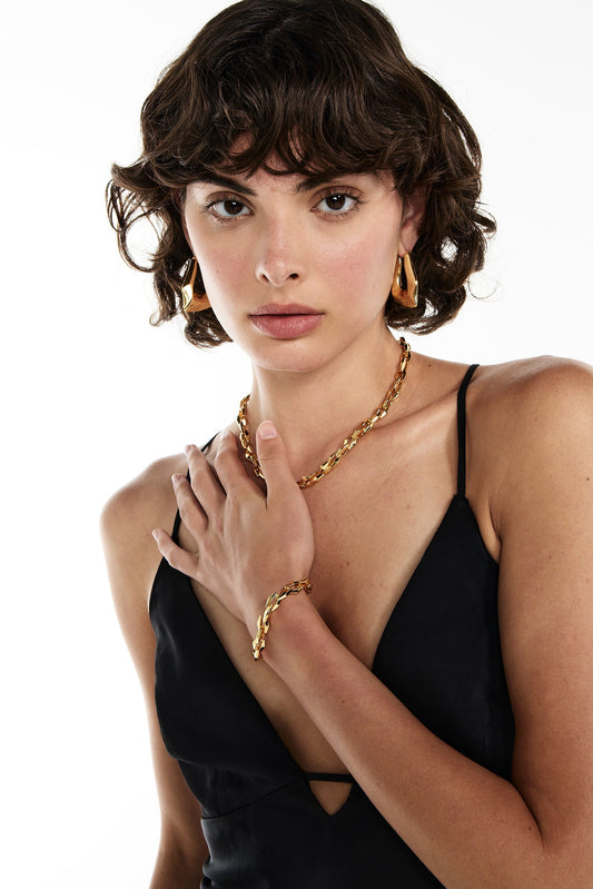 Angular Hoop Earrings (Gold)