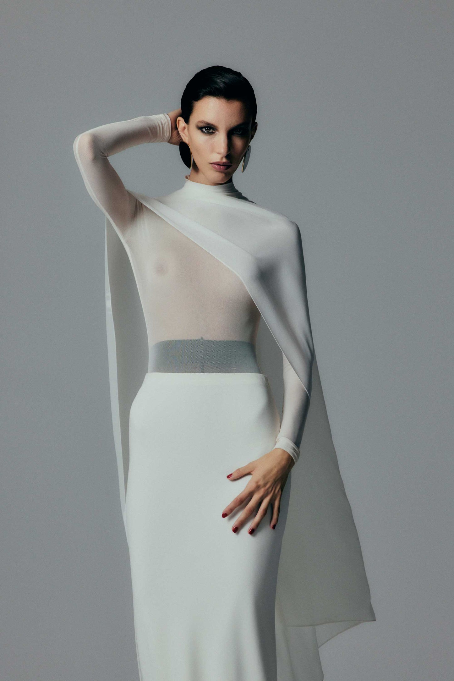 Carla Zampatti Ivory Crepe Bias Skirt (Cream)