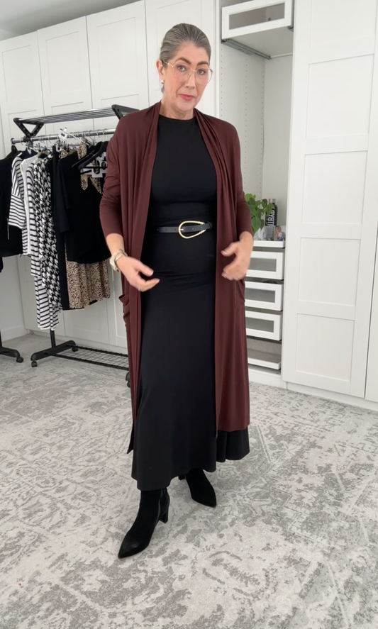 Lou Lou Bamboo Longline Pocket Cardigan (Burgundy)