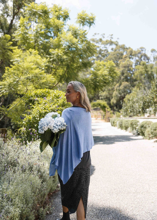 Lou Lou Carrie Cashmere& Bamboo Knit Poncho (Persian Jewel)