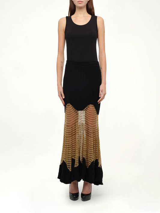ALEXANDER MCQUEEN Amq - Wool Skirt (Blk Gold)