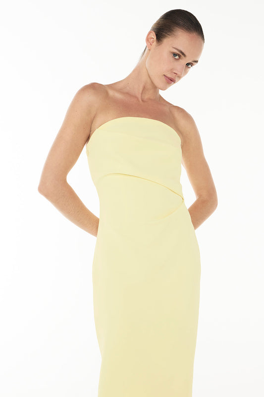 Magic Hour Strapless Dress (Pastel Yellow)