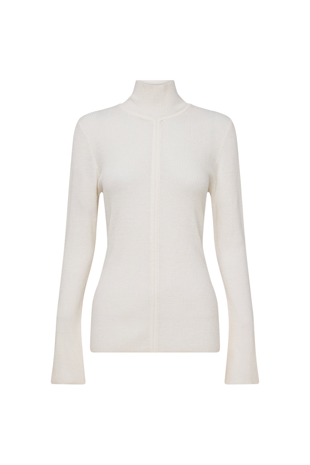 Image of a model wearing Tops. Productname: Lines Of Distinction Knit Top in Ivory colour by brand - Manning Cartell