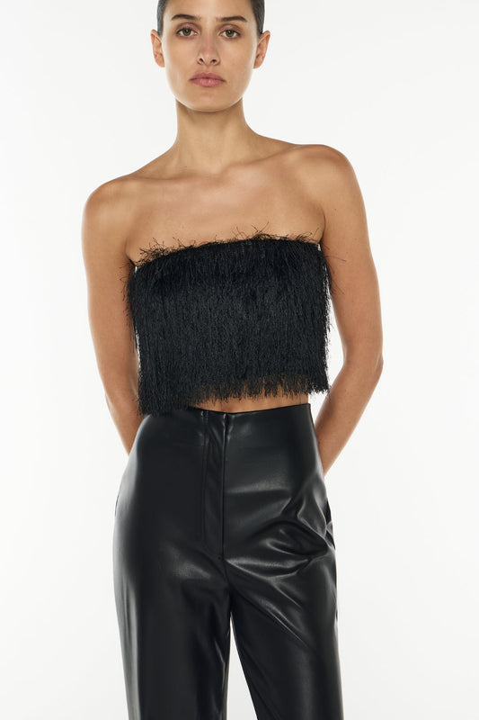 On The Fringe Knit Bustier (Black)