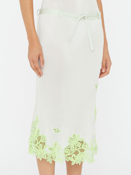 Christopher Esber Hibiscus Embroidered Rib Skirt (Green)