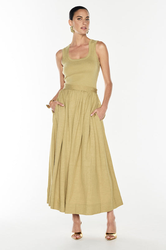 Go Figure Knit Tank (Khaki Gold)