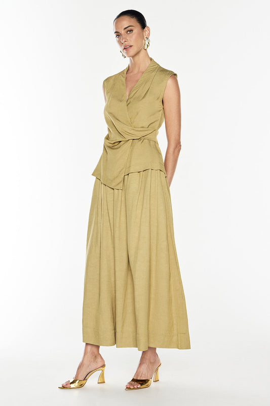 Final Note Wrap Top (Khaki Gold)