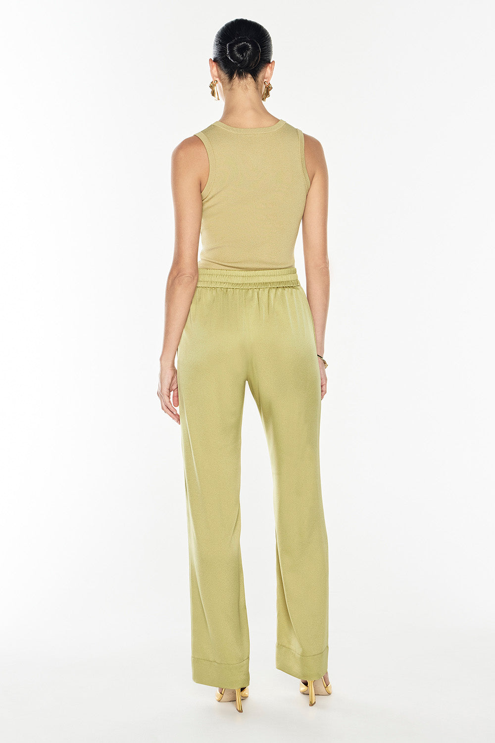 Glossed Over Pull On Pant (Khaki Gold)