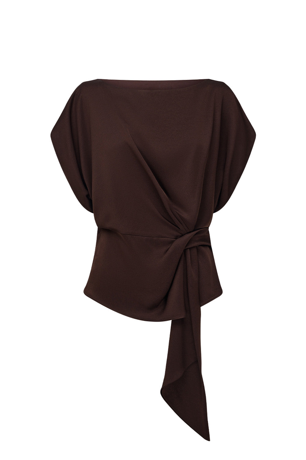 Glossed Over Drape Top (Truffle)
