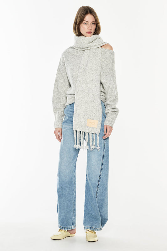 Frame Of Mind Scarf (White/Grey Melange)