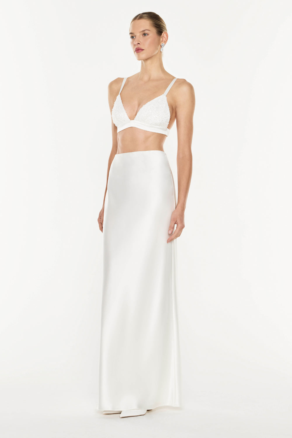 Luminous Bias Maxi Skirt (White)