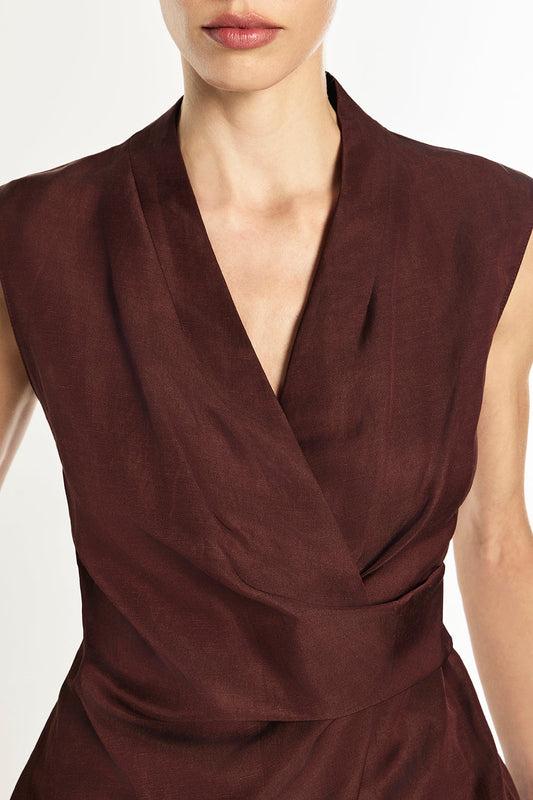 Rich Mix Wrap Top (Cocoa Brown)
