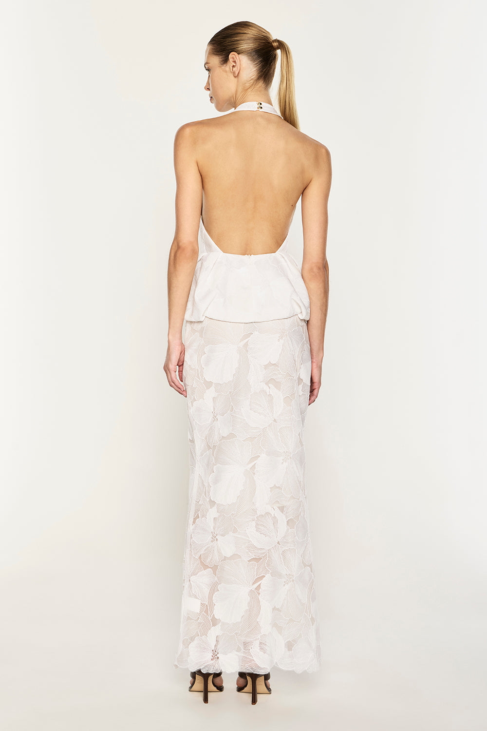 Sheer Force Peplum Top (White)