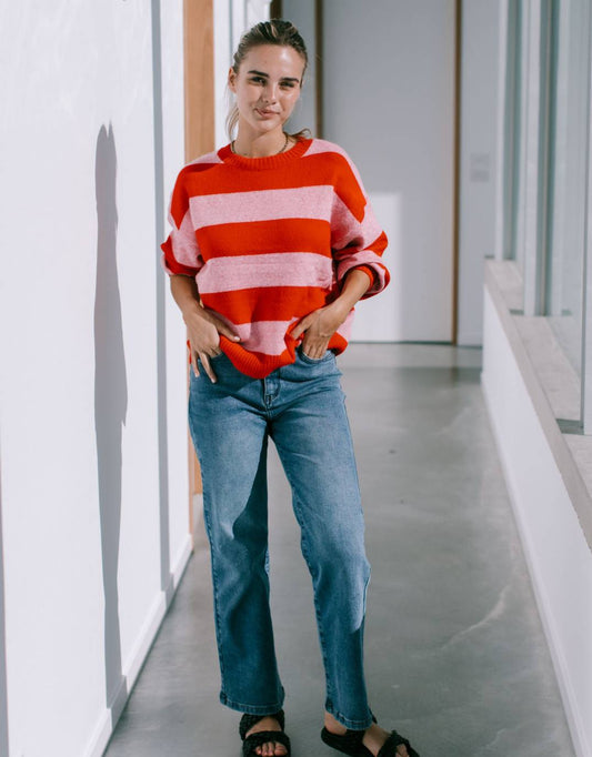 132 Fashion Frankie Stripe Knit (Red/Pink)