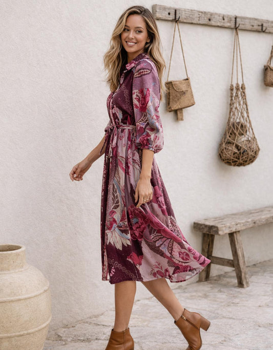 132 Fashion St Tropez Dress (Berry Multi)