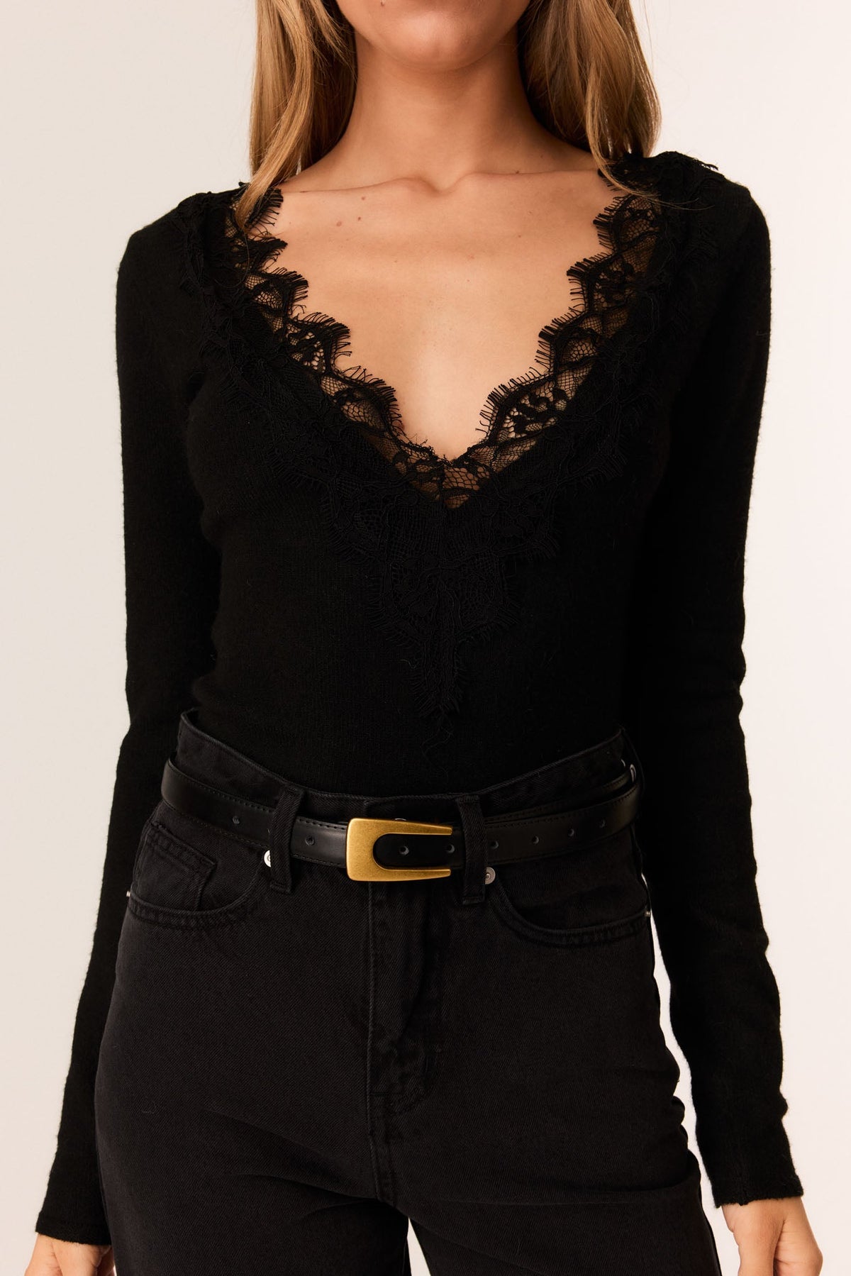 SNDYS DANIE LACE KNIT TOP (Black)