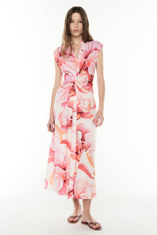 Still Life Midi Dress (Pink/Melon)