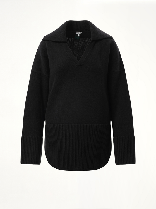 LOEWE V-Neck Polo Sweater (Black)