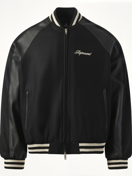 REPRESENT Raglan Varsity Jacket (Black)
