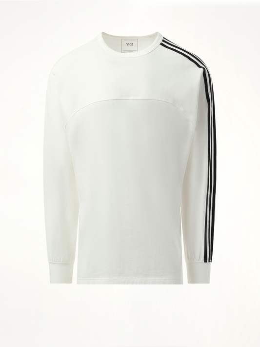 Y-3 3 Stripe Long Sleeve T-Shirt (White)