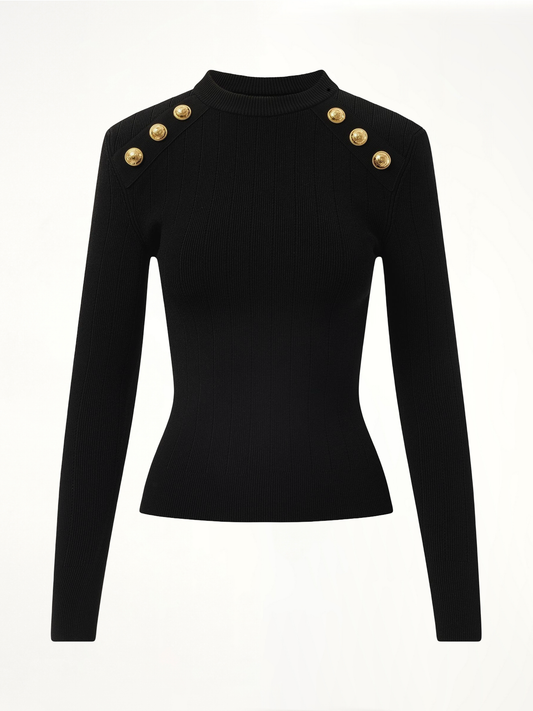 BALMAIN Button-Trimmed Sweater (Black)
