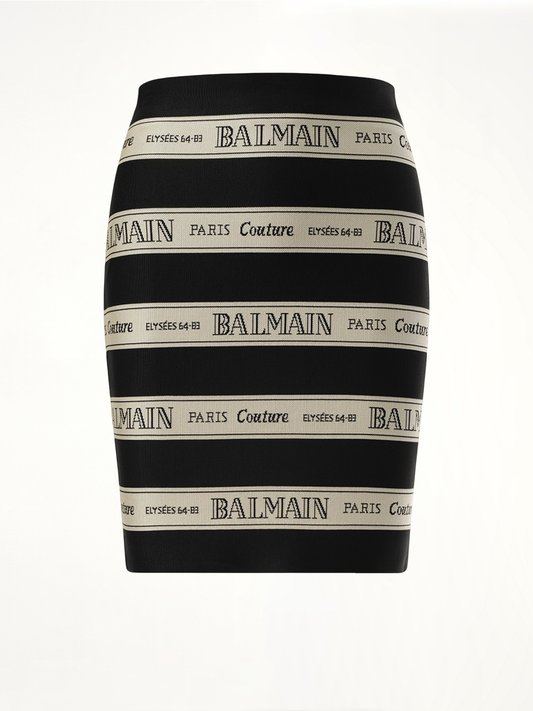 BALMAIN Striped Balmain Jacquard Short Skirt (Black)