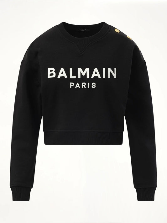 3 Button Balmain Printed Sweatshirt (Black)