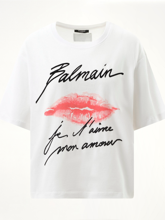Balmain Kiss Print T-Shirt (White)