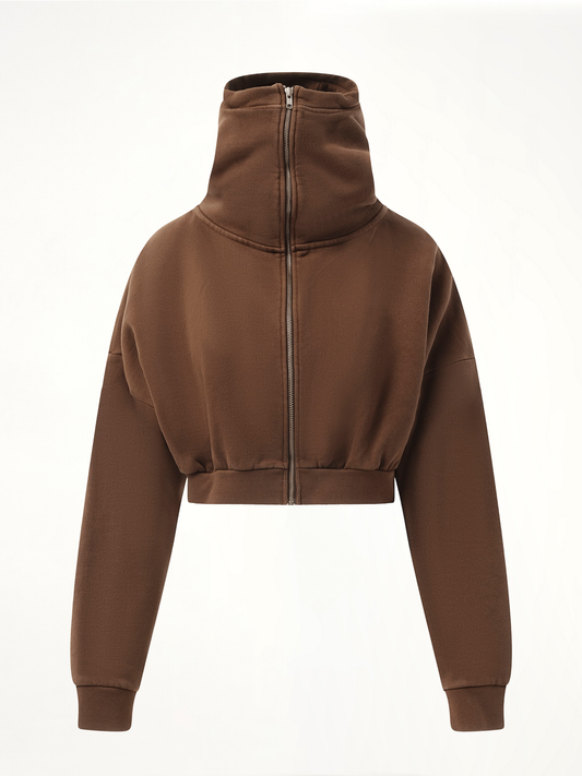 ENTIRE STUDIOS Cropped Full Zip Hoodie (Brown)