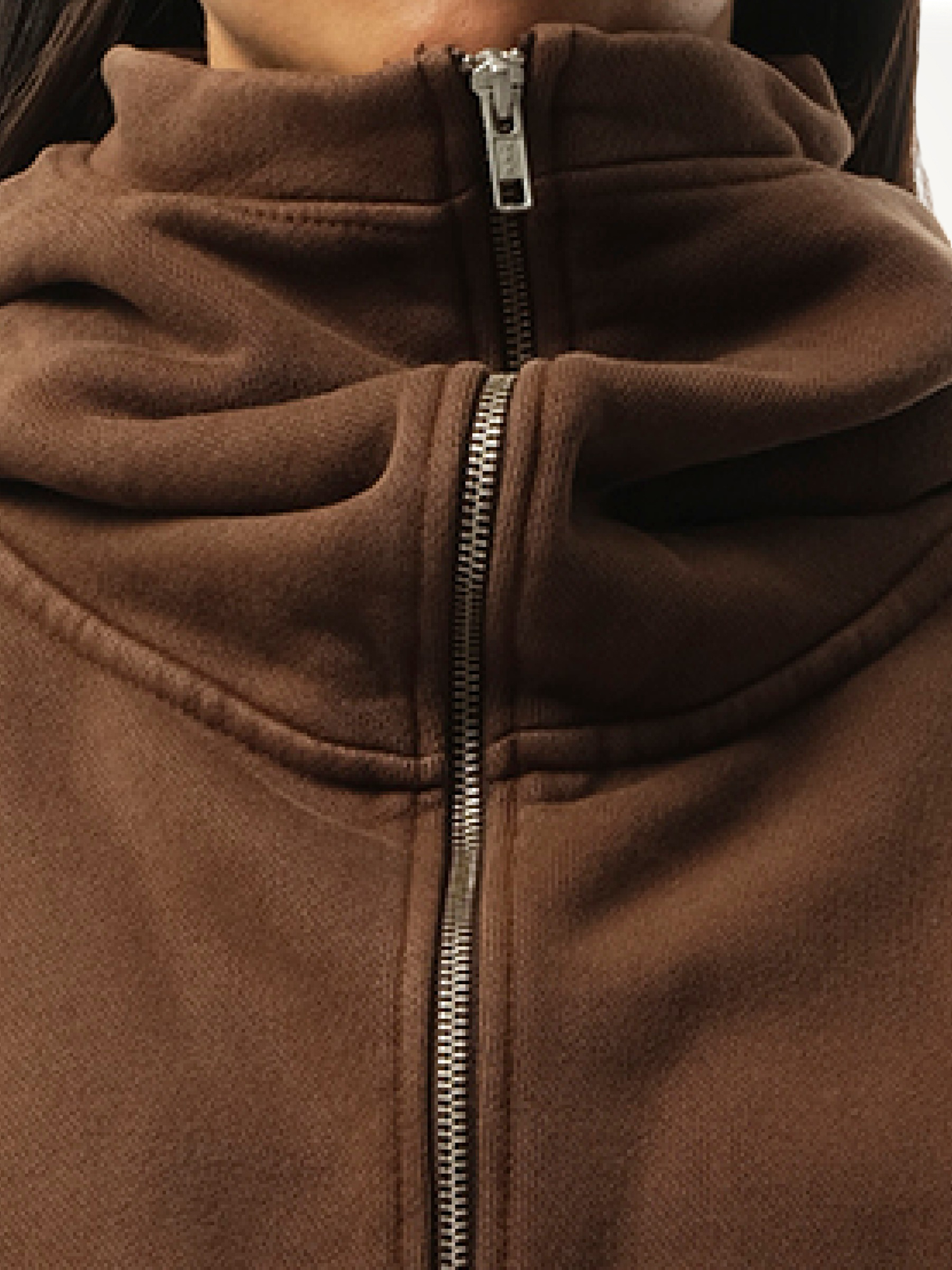 ENTIRE STUDIOS Cropped Full Zip Hoodie (Brown)