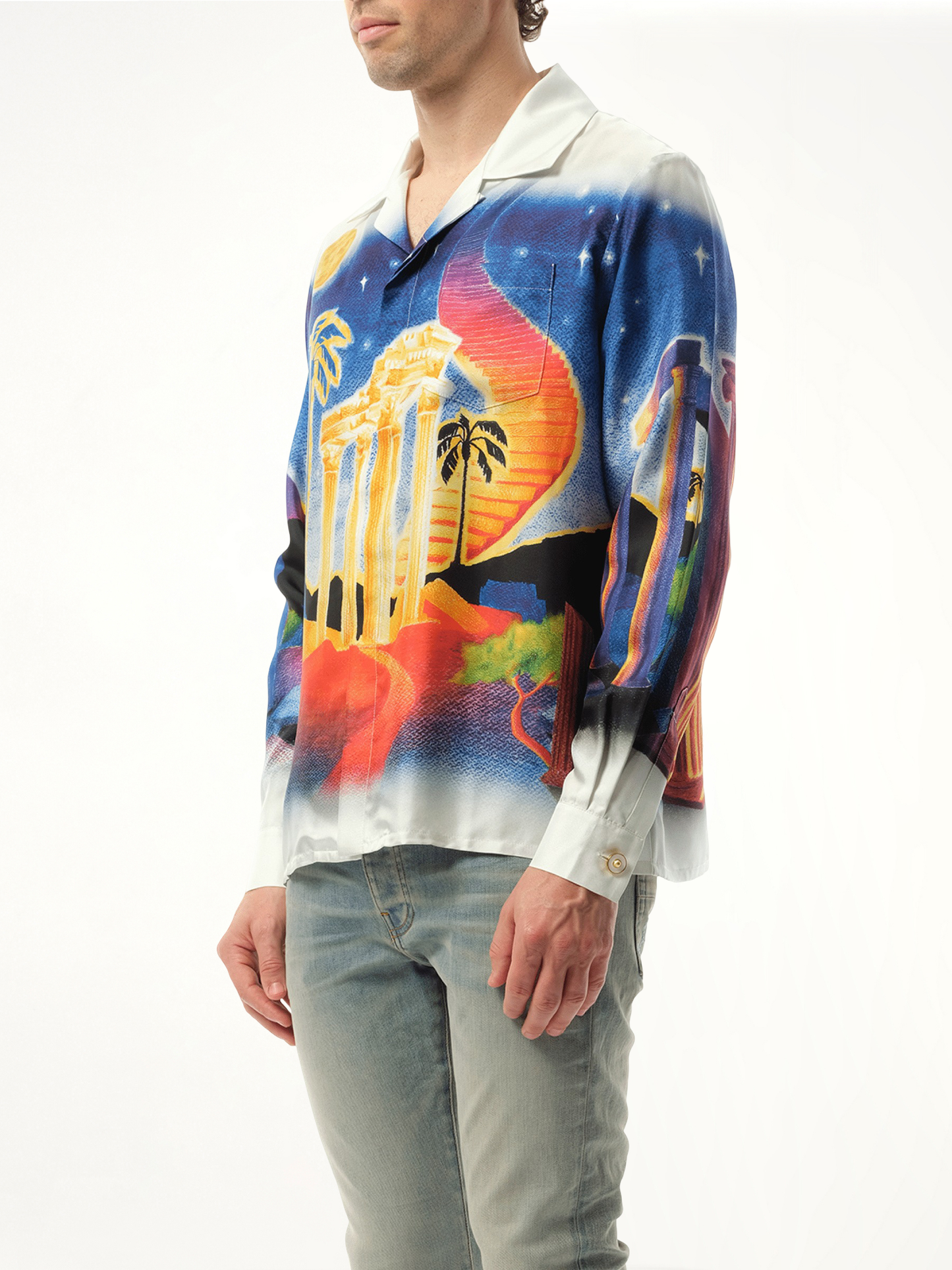 CASABLANCA Long Sleeve Cuban Collar Shirt (Multicolour)