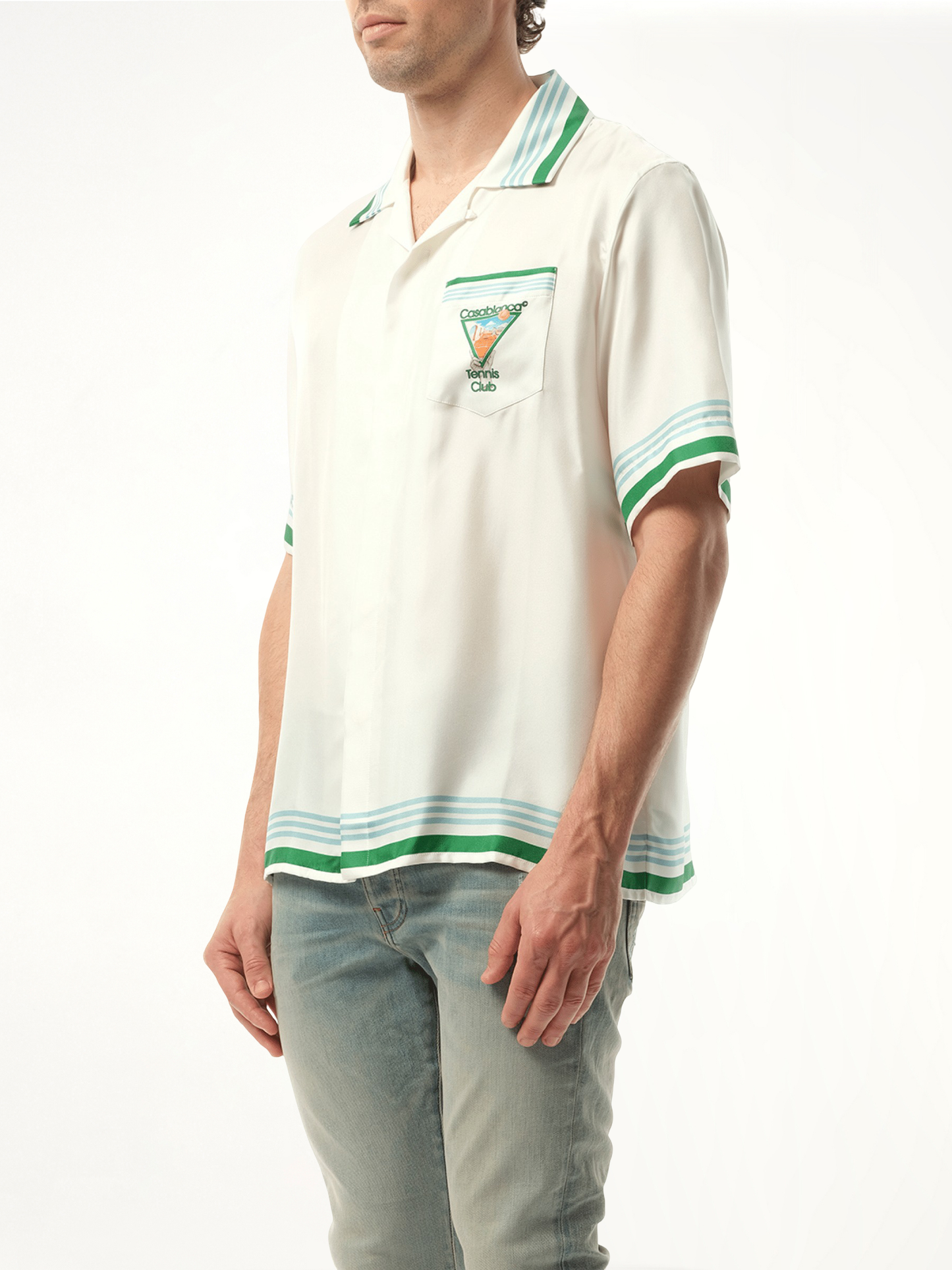 CASABLANCA Metaphysical Tennis Icon Cuban Collar Shirt (White)