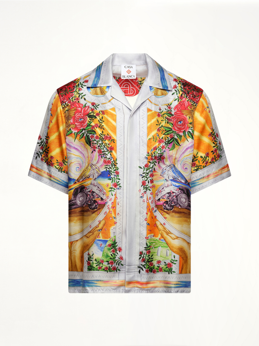 CASABLANCA A Tournade De Rose Cuban Collar Shirt (Multicolour)