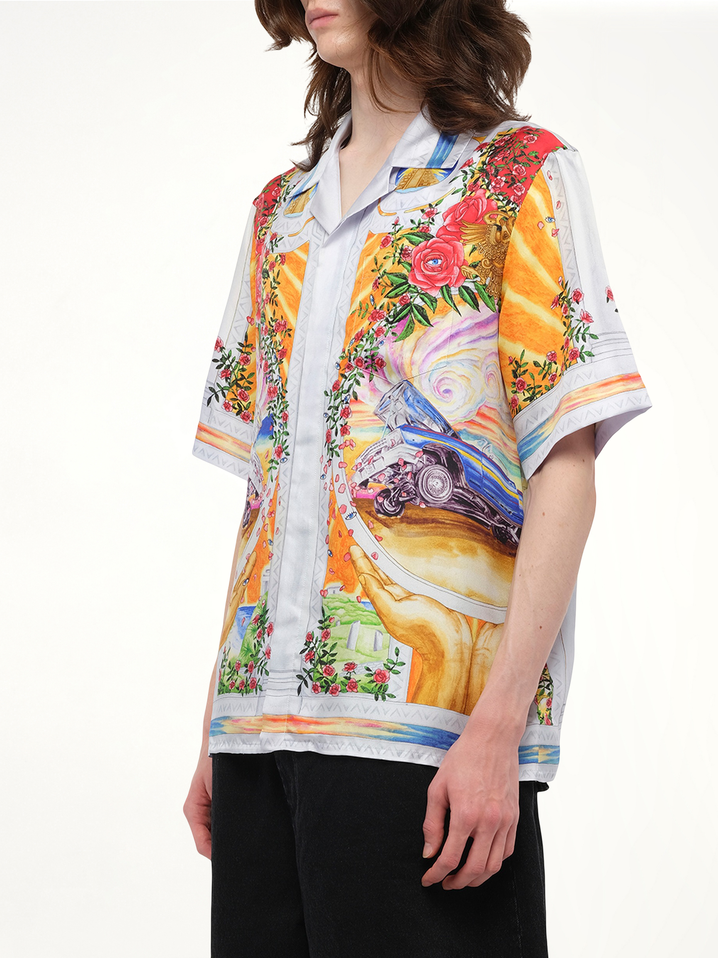CASABLANCA A Tournade De Rose Cuban Collar Shirt (Multicolour)