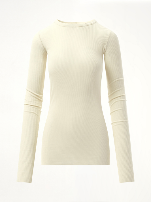 RICK OWENS Rib Long Sleeve T-Shirt (White)