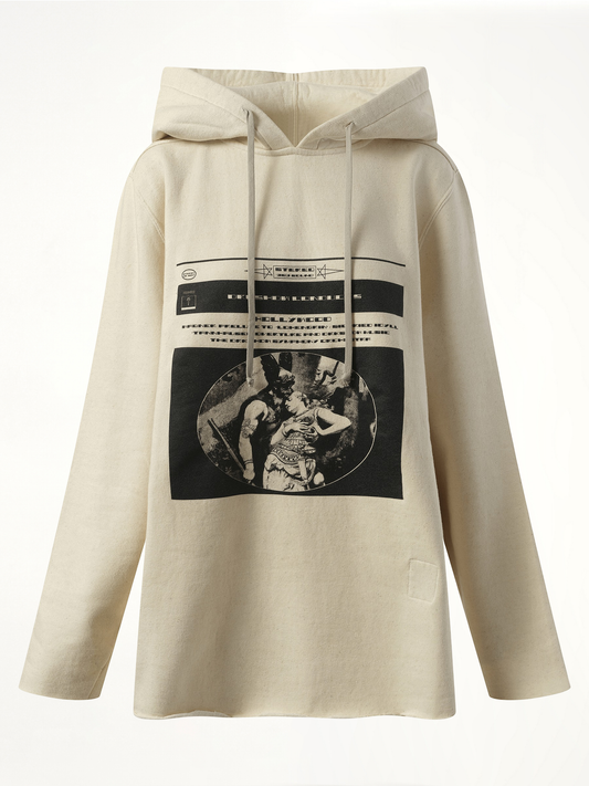 RICK OWENS DRKSHDW Opera Print Oversize Hoodie (Natural)