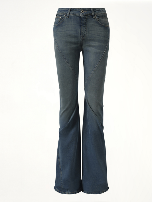 RICK OWENS DRKSHDW Bias Bootcut Jeans (Blue)