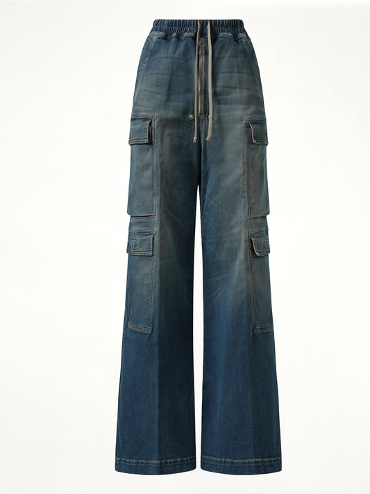 RICK OWENS DRKSHDW Denim Double Cargo Jumbo Belas (Blue)