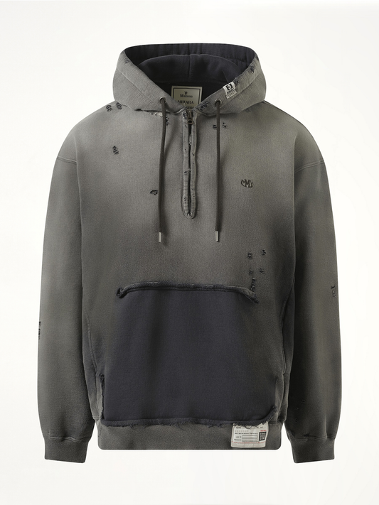 MAISON MIHARA YASUHIRO Sun Faded Half Zip Hoodie (Black)