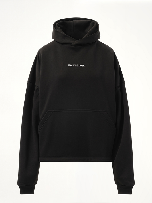 BALENCIAGA Logo Embroidered Hoodie (Black)