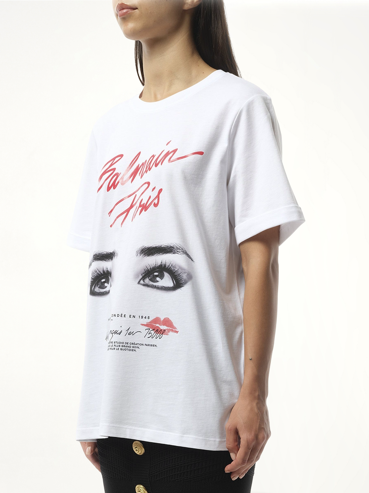 BALMAIN Balmain Paris Eyes Print T-Shirt (White)