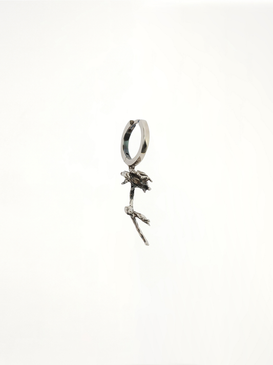 ALEXANDER MCQUEEN Rose Hoop Earring (Silver)